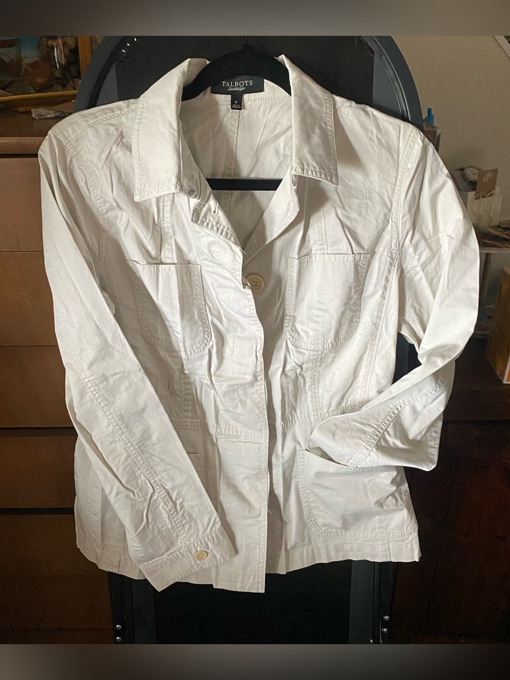 Talbots Ivory Collared Lightweight Jacket